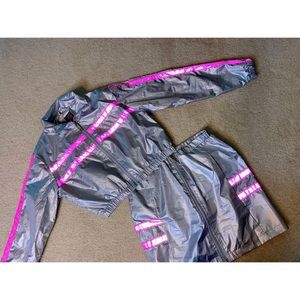 Reflective crop jacket and skirt set
